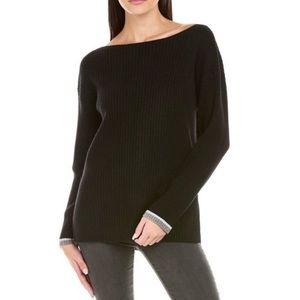NWT $378 Calme by Johnny Was 100% Cashmere Sweater Black Oversized Rib Tunic S